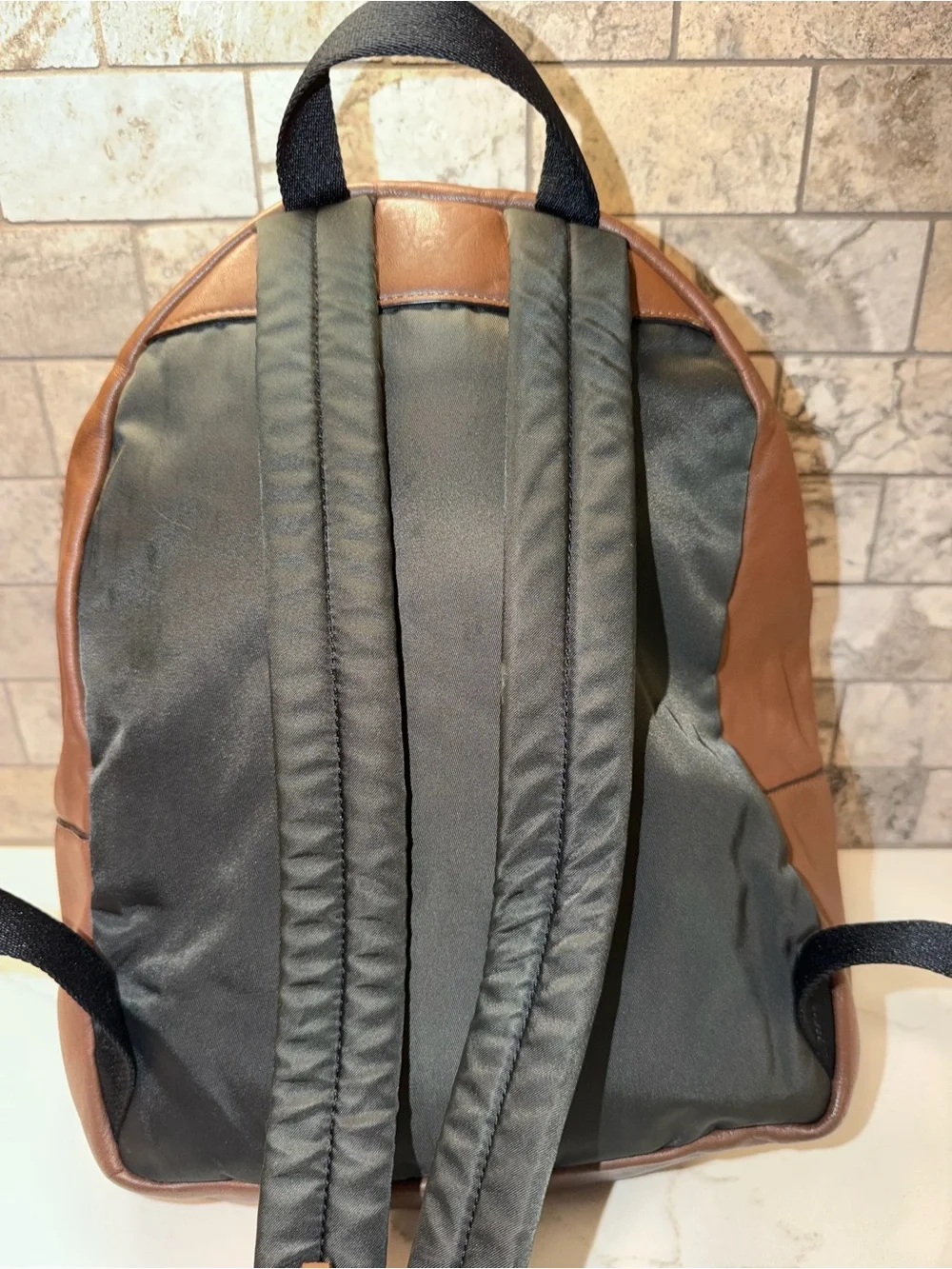 Coach 2021  Signature Canvas Medium Backpack with Brown Trim
